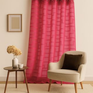 Voilage Coloré Flash Motifs Ton Sur Ton - 140x260 Cm - Rouge