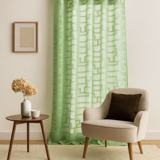 Voilage Coloré Flash Motifs Ton Sur Ton - 140x260 Cm - Vert Tilleul