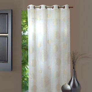 Voilage Motif Rond Impression Magnétique - 140x240 Cm - Doré