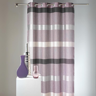 Voilage à Rayures Horizontales Design - 140x240 Cm - Violet Parme