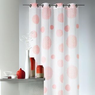 Voilage Motif Rond Impression Magnétique - 140x240 Cm - Orange Corail