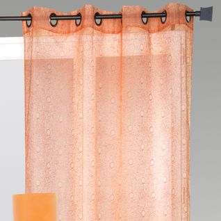 Voilage Organza Gribouillis Et Bulles Brodée - 140x240 Cm - Terracotta