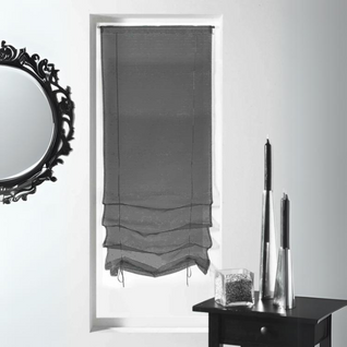 Petit Voilage à Remonter En Organza Fantaisie 'goutte D'eau Métallique' - 90x200 Cm - Gris Clair