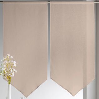 Paire De Petits Voilages Etamine Bas En Pointe - 60x130 Cm - Beige