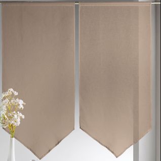 Paire De Petits Voilages Etamine Bas En Pointe - 60x130 Cm - Taupe