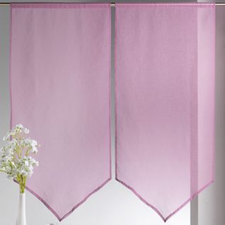 Paire De Petits Voilages Etamine Bas En Pointe - 60x130 Cm - Lilas