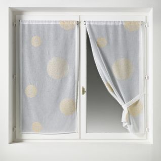 Petit Voilage Brodé Fil Lurex 'ronds' - 60x160 Cm - Doré