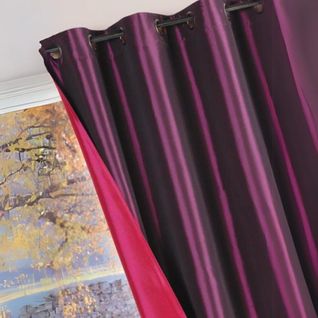 Rideau Ameublement Réversible En Taffetas - 140x260 Cm - Prune