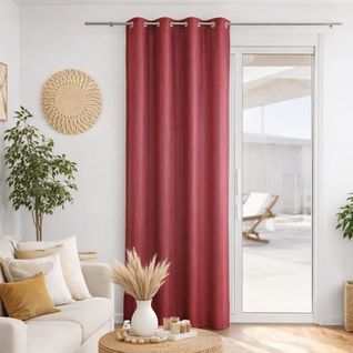 Rideau Voilage Microfibre Uni - 135x250 Cm - Bordeaux