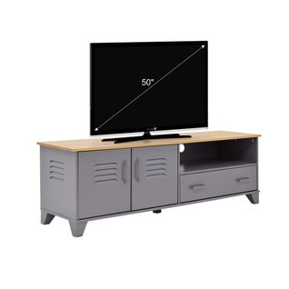 Meuble TV L.160cm SEVEN imitation chêne et gris