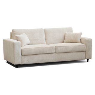 Canapé convertible express 3 places LOUISE tissu beige matelas 13 cm