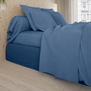Drap Plat Studio Coton Bleu 270 X 310 Cm Bleu