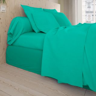 Drap Plat Studio Coton Vert 180 X 290 Cm Vert