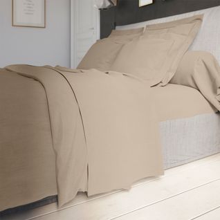 Drap Plat Influence Percale Osier 270 X 310 Cm Beige