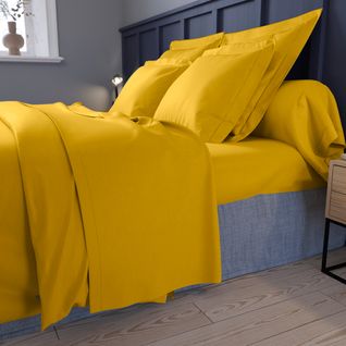 Drap Housse Partition Satin De Coton Coloris Curry 160 X 200 Cm Jaune