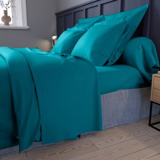Drap Plat Partition Satin De Coton Coloris Canard 180 X 290 Cm Bleu