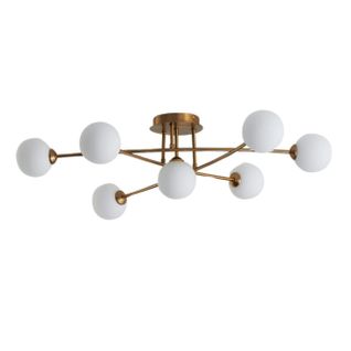 Plafonnier Tendance Métal Et Verre Blanc - Estrela