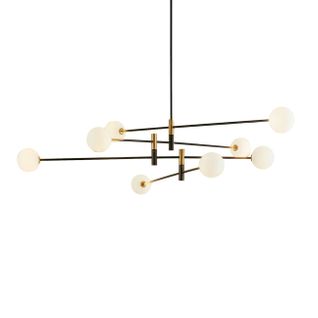 Lustre Bras Entremêlés Noirs Verre Blanc - Rodia