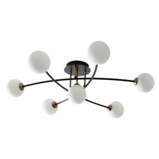 Plafonnier Tendance Métal Noir Et Verre Blanc - Estrela