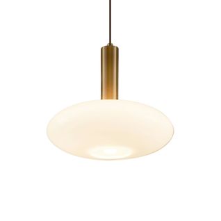 Suspension Métal Laiton Et Verre Opale - Zinnia
