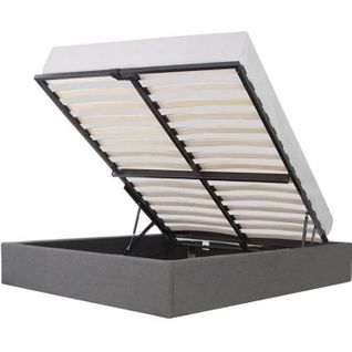 Eclipse Lit Adulte 160x200 Cm + Coffre De Rangement - Tissu Gris Clair