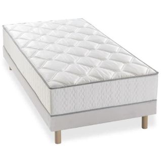 Ensemble Matelas Ressorts + Sommier Tapissier 90x190 - Confort équilibré - Ep. 23 Cm - Gris - Hyvyys