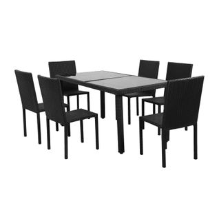 Ensemble Repas De Jardin Tablechair En Résine Tressée Noire 6 Places