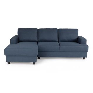 Canapé D'angle Gauche 4 Places - Tissu Bleu - Contemporain - L 215 X P 140 Cm - Fabriqué En Ukraine