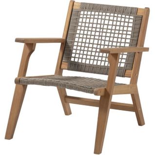 Fauteuil De Jardin Bas En Bois D'acacia Fsc Et En Résine Tressée - L60xp76xh73 Cm