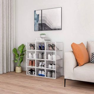 Rangement Chaussures - Boites à Chaussures - Grand Format - Blanc Et Transparent - Lot De 12