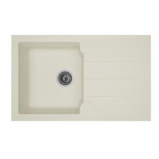 Evier Cuisine à Encastrer 1 Bac + 1 Égouttoir Aloa - Résine - 81 X 50 Cm - Blanc