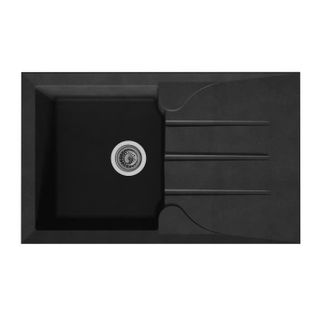 Evier Cuisine à Encastrer 1 Bac + 1 Égouttoir Aloa - Résine - 81 X 50 Cm - Noir