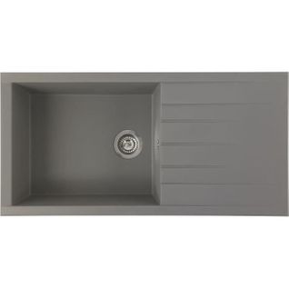 Evier à Encastrer Cube, En Smc Gris Beton - 16, 1 Bac, Dim. 100 * 50 Cm, Vidage Manuel