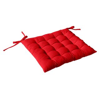 Galette De Chaise Piquée 16 Points En Coton Et Nouettes - 38x38 Cm - Rouge