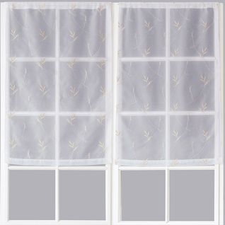 Paire De Petits Voilages Motif "floral" - 60x90 Cm - Taupe