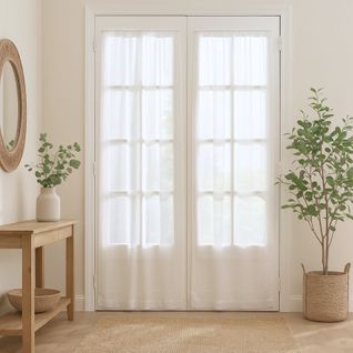 Paire De Petits Voilages Droits Finition Passe Tringle - 90x160 Cm - Blanc