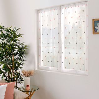 Paire De Petits Voilages Droits à Pois Colorés - 60x120 Cm - Gris Perle