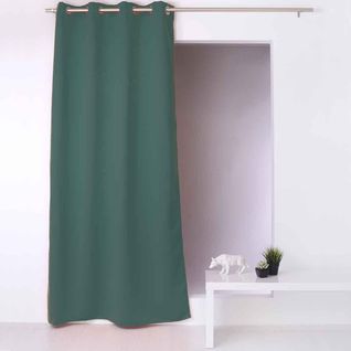 Rideau Occultant Fil Noir Avec 8 Oeillets - 140x240 Cm - Vert Foncé