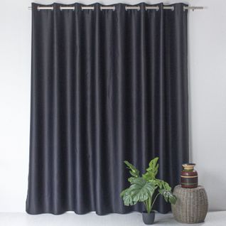 Rideau Uni Occultant Avec Oeillets - 300 X 240 Cm - Noir