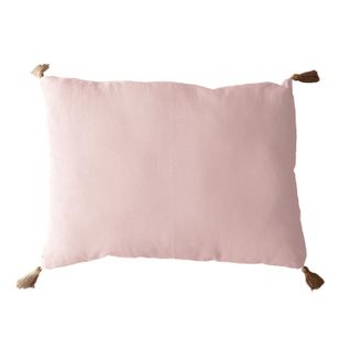 Coussin Rectangulaire Panama Avec 4 Pompons En Jute - 70 Cm X 50 Cm - Vieux Rose