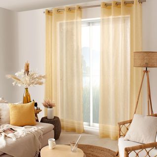 Rideau Voilage Effet Lin "maya" 140x240cm Moutarde