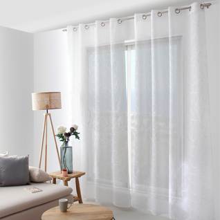 Voilage Tamisant Brodé De Sphères - 140x240 Cm - Gris Galet