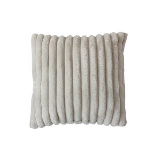 Coussin Côtelé à Effet Fourrure - 40 X 40cm - Beige