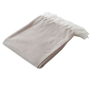 Plaid Uni à Franges XL "dobby" 180x220cm Beige