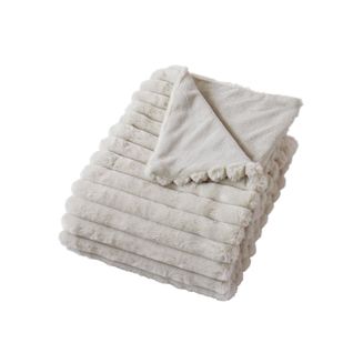 Couverture Imitation Fourrure Et Flanelle - 180x220 Cm - Beige