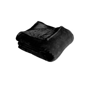 Plaid Uni En Polaire Molletonnée - 125x150 Cm - Noir