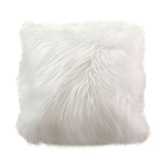 Coussin Déhoussable Uni Imitation Fourrure - 45x45 Cm - Ecru