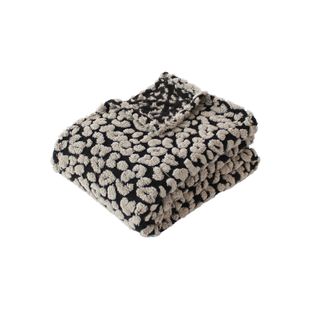 Plaid Jacquard à Motif Léopard - 130x170 Cm - Noir