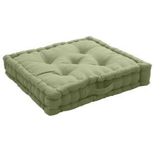 Coussin De Sol Uni En Pur Coton - 50x50x10 Cm - Vert Olive