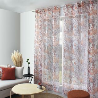 Voilage Coloré Motif Exotique - 140x240 Cm - Terracotta